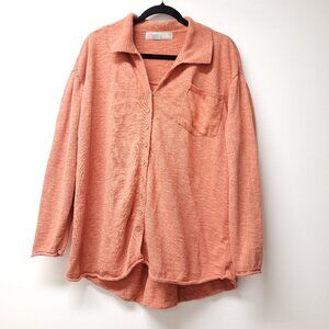 Free People Beach Oversized Knit Sweater Coral Orange Size M